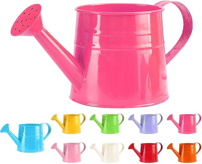 Metal Watering Can - 1L Vintage Sprinkling Can Plant Watering Can for Outdoor Indoor Plants, Tinplate Watering Kettle Gardening Tool, Galvanized Steel Watering Cans for Flowers (Rose)