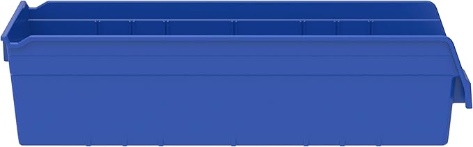 Akro-Mils 30084 Plastic Nesting ShelfMax Storage Bin Box, 24x8x6-Inch, Blue (6-Pack) (30084BLUE)