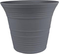 The HC Companies Sedona Round Self-Watering Pot - Lightweight Self Care Planter - Plastic Planter for Herbs & More - Durable Plant Pots for Indoor Plants & Outdoor Plants (14" Warm Gray, Pack of 1)