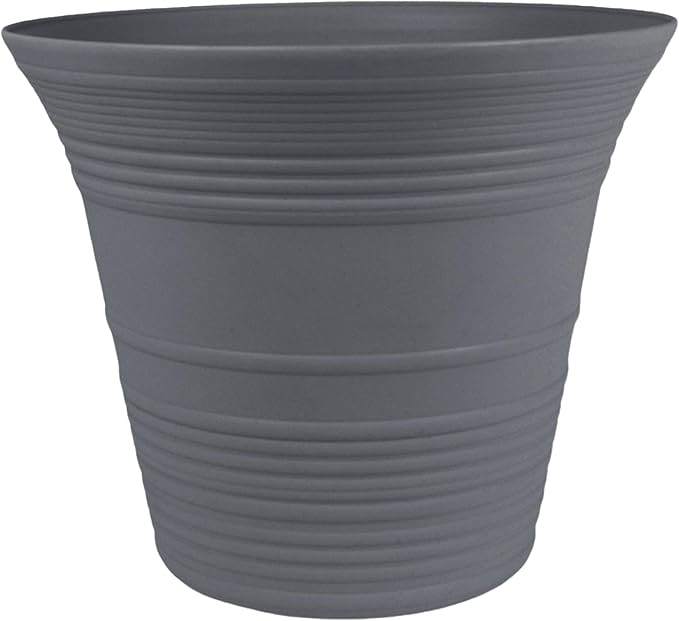 The HC Companies Sedona Round Self-Watering Pot - Lightweight Self Care Planter - Plastic Planter for Herbs & More - Durable Plant Pots for Indoor Plants & Outdoor Plants (9" Warm Gray, Pack of 1)