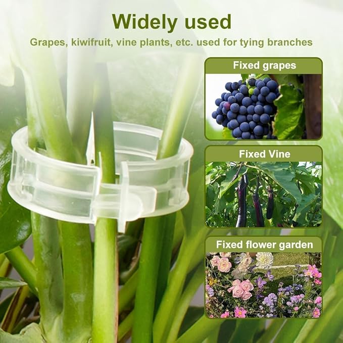 100 PCS Secured Plastic Plant Clip, 2026 New Garden Clips for Climbing Plants, Plastic Trellis Clips Plant Support Clips Tomato Grape Vine Vegetables Plant Fixing Clips (100, White)