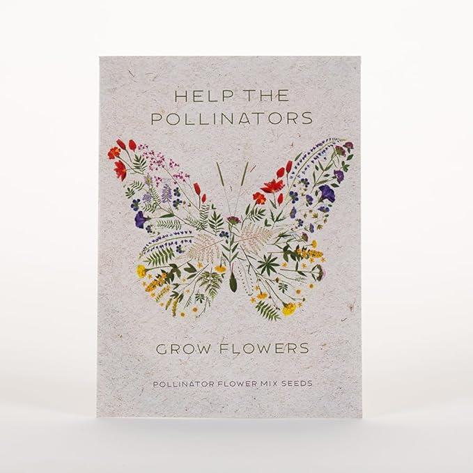 Bentley Seed Co. Help Pollinators Kraft Butterfly - Pollinator Wildflower - Kit - 25 Seed Packs - Perfect Eco-Friendly Gift for Gardeners & Friends - Non GMO Seeds