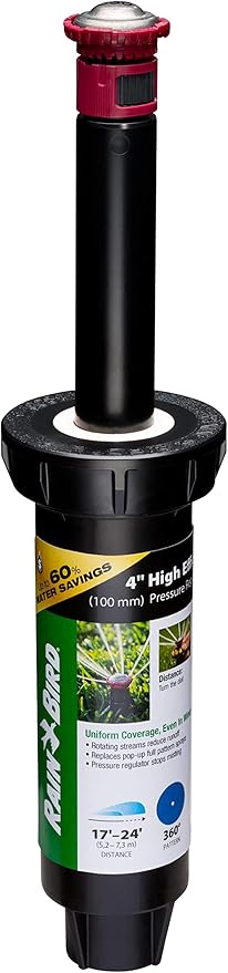Rain Bird 22SAFPROPR Pressure Regulating (PRS) High-Efficiency Pro Rotary Sprinkler, 360° Full Pattern, 17' - 24' Spray Distance, 4" Pop-up Height