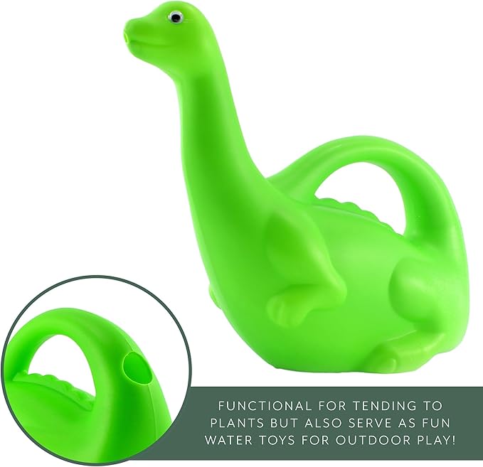 Cornucopia Brands Green Dinosaur Watering Can; Novelty Plastic Waterer Toddler-Friendly & Kid-Loved