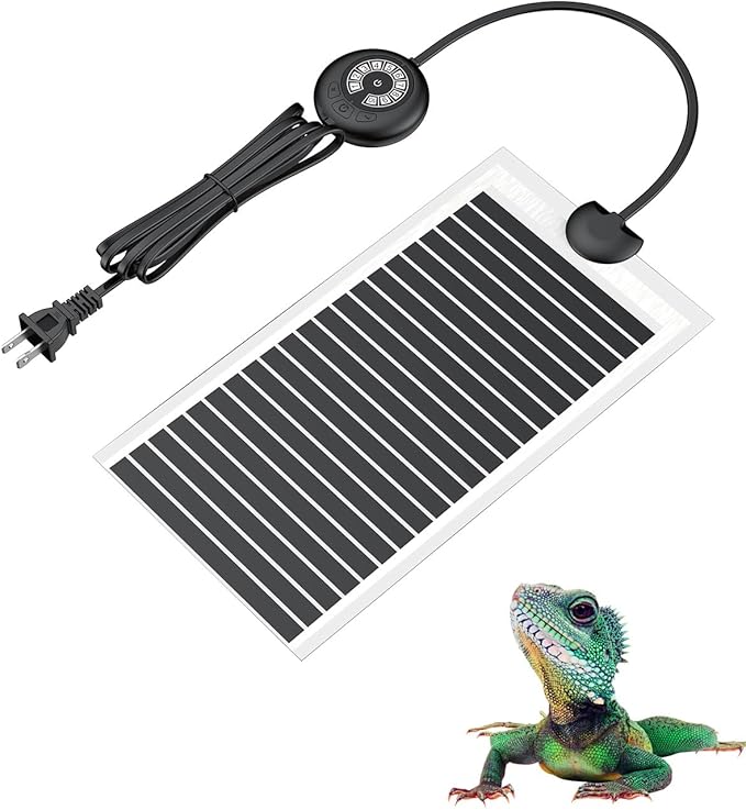 Pawfly 14 W Reptile Heat Pad with Thermostat 11 x 5.9 Inch Reptile Heating Pad Under Tank Terrarium Reptile Heat Mat for Turtles Frogs Snakes Lizards Geckos Hermit Crabs & Spiders