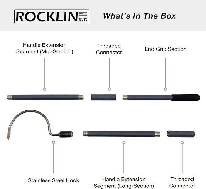 Rocklin Industry Cobra Hook 3-in-1 (24"/40"/57") Cultivator, Heavy-Duty Garden Hand Tool for Weeding, Digging & Soil Loosening – Three Lengths, Stainless Steel Blade, Ergonomic Grip.