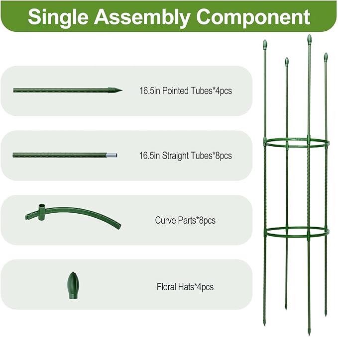 Tomato Cages for Garden&Pots, 2 Pack 50" Plant Support Trellis for Tomatoes, Cucumbers, Beans | Heavy-Duty Steel with Rust-Proof Coating | Garden Stakes for Outdoor Indoor Plants