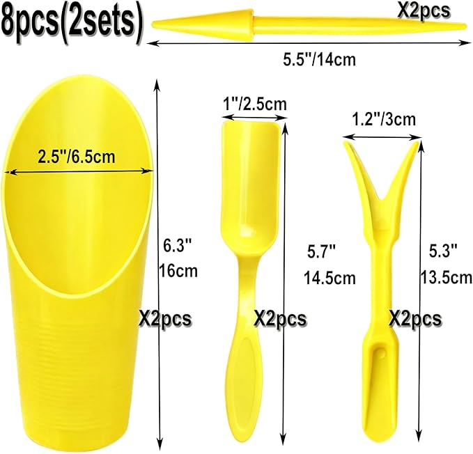 8pcs Potting Soil Scoop for Indoor Plants, Garden Tiny Plant Shovel Hand Tools Transplanting Succulent Cultivation Digging Bonsai Soil Scoops Kits Yellow 2Set