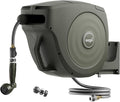 Vego Garden Hose Reel Retractable 1/2" x 100ft Wall Mounted Hose Reel Automatic Rewind, Any Length Lock with 9 Patterns Sprayer Nozzle, Quick Connector and Adjustable shot Nozzle