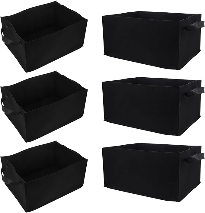 POPETPOP 6pcs Compact Bags for Vegetables and Flowers Breathable Root Control Nursery Planters Reusable Garden Grow Bags for Balcony and Outdoor Gardening
