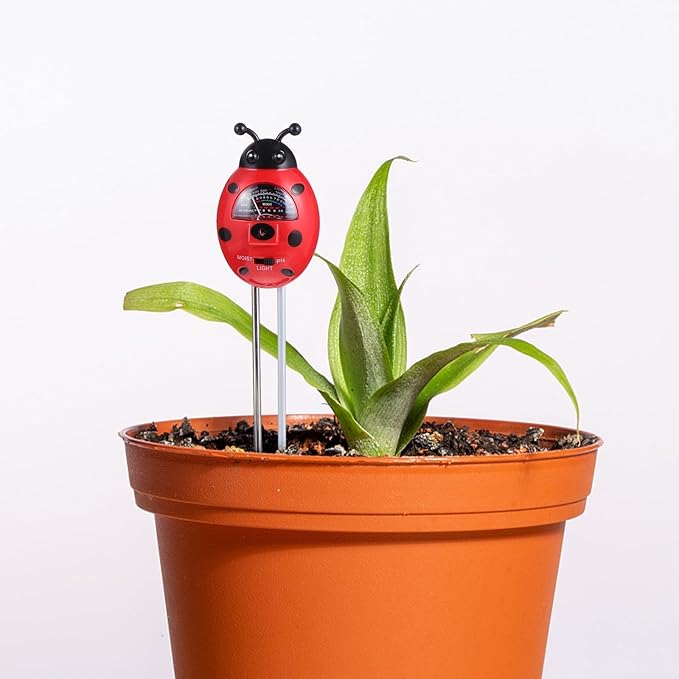 MERRYHAPY 3-in-1 Ladybug Soil Tester Garden Soil Ph Moisture Light Checker for Indoor Outdoor Plants and Lawn