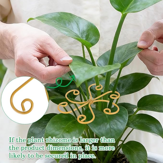 4PCS Iron Plant Stem Support for Indoor Plants Reusable Plant Holders Plants Support Stabilizer for Monstera Bamboo Flower for Growth Gardening Supplies Gifts for Gardeners Garden Tool Set