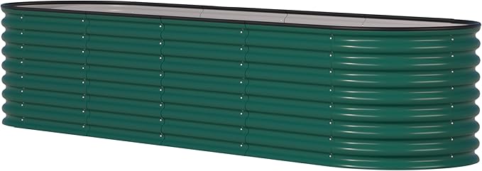 BlueWish 8x2x2FT Raised Garden Bed, 23.1" H Raised Garden Beds with 2 Aluminum Support Rods, Galvanized Steel, Rubber Strips, 9-in-1 Planter Raised Beds for Vegetable, Flower, Herbs, Green