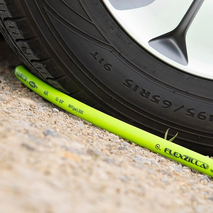 Flexzilla Air Hose, 1/4 in. x 25 ft., 1/4 in. MNPT Fittings, Heavy Duty, Lightweight, Hybrid, ZillaGreen - HFZ1425YW2