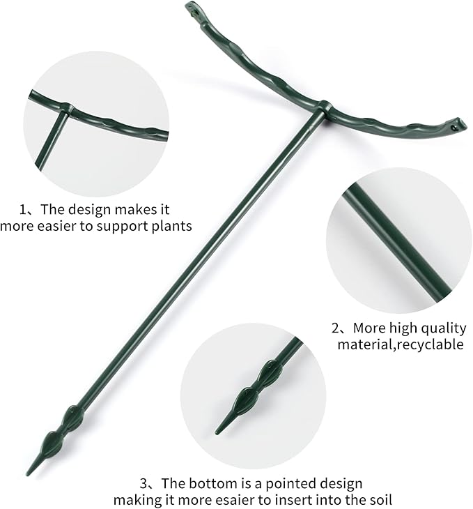 Upgraded 12 Pack Plant Support Plant Stakes,Half Round Plant Support Ring Plastic Plant Cage Holder Flower Pot Climbing Trellis for Small Plant Flower Vegetable,Indoor Plants with 20 Pcs Plant Labels