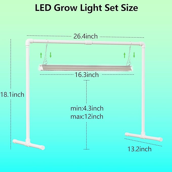 Grow Light for Seed Starting with Stand,Double Tube T5 Grow Lights 1.4Ft,Seed Starter Light Kit,5000K White Full Spectrum Plant Growing Lamp Strips for Indoor Plants,Seeds Starting,Height Adjustable