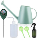 Reallnaive 6 Pcs Indoor Watering Can Set 1/2 Gallon Can 6.8 oz Spray Bottle 17 oz Squeeze Bottle Plant Watering Globes Soil Moisture Meter Small Spraying Set for Indoor Outdoor Plants(Mint Green)