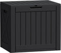 Flamaker Resin Deck Box 40 Gallon Waterproof Outdoor Indoor Storage Box Imitation Wood Resin for Patio Furniture Garden Tools and Pool (Black)