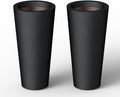Kante Tall Concrete Planter (Set of 2), 15.8 Inch Height Large Pots for Indoor and Outdoor Plants, Black Finish with Painted Interior, Suitable for Home, Patio, Garden and Porch
