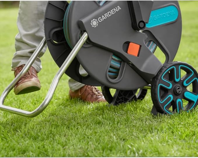 GARDENA (18520) CleverRoll (1/2" Large) Frost-Proof Hose Cart with Hose Guide, Comfortably fits 250' - 1/2” Hose, for Convenient Hose Storage and Watering, Hose Not Included