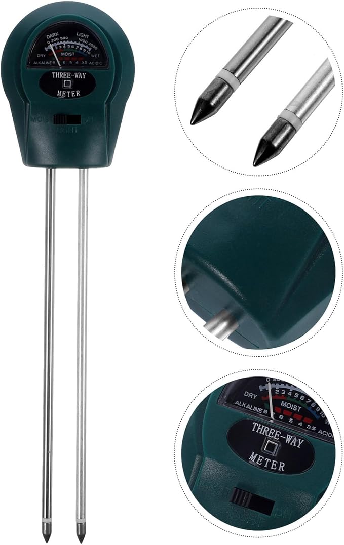VILLCASE Soil Testing Tool 3-in-1 Soil Ph Meter and Moisture Light Meter for Garden Lawn Indoor Outdoor Plants