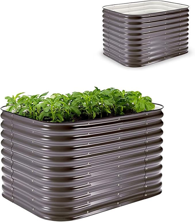 Epic Gardening 6-in-1 Modular Galvanized Raised Garden Bed Kit, 29" Tall Metal Planter Box, Durable Aluzinc Steel Raised Garden Bed Outdoor for Vegetables, Herbs, Flowers & Fruits - Small Slate Grey