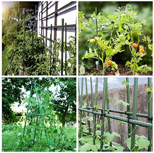 Mininfa Plastic Coated Metal Garden Stakes 57 Inch (Approx 5 FEET), Steel Plant Stakes Supports Climbing for Tomatoes, Trees, Beans, 25 Pack