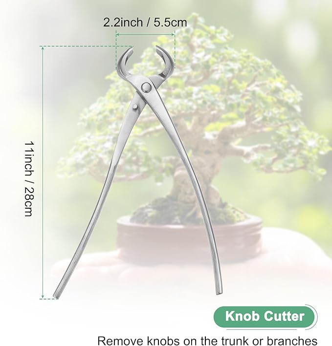 M METERXITY Bonsai Tool - 11 Inch Stainless Steel Knob Cutter, Bonsai Tree Plants Modeling Tools, Applying to Gardening Pruning Knobs/Tumors (280mm, Silver)