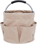 WOOHA Garden Tool Organizer Bag 17L Collapsible Tool Bag Foldable Tool Organizer Outdoor Camping Garden Harvest Basket Cleaning Supply Caddy with Handle for Home Bathroom Storage Bath Wash Bag（khaki）