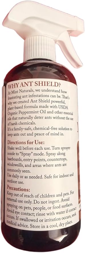 Natural Ant Repellent Spray – USDA Organic Peppermint Oil Formula That Helps Deter Ants, 16 oz – Made in USA by Mint Naturals