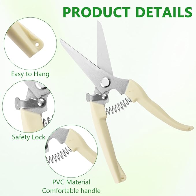 12 Pcs Garden Shears Flower Scissors Pruning Shears Floral Garden Clippers Hand Pruners Branch Cutter Gardening Tools for Plants Cutting, Trimming, Fruits Picking(Bypass, Straight)