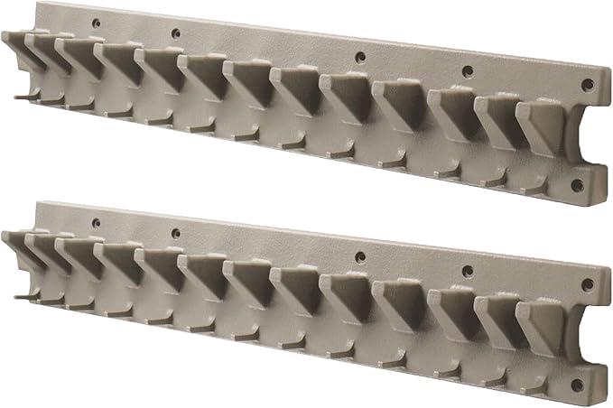 Suncast V713 2 Foot Wall Mounted Garage Garden Hand Tool Organizer with Smart Tilt Back Design and 30 Pound Total Capacity, Platinum, 2 Pack