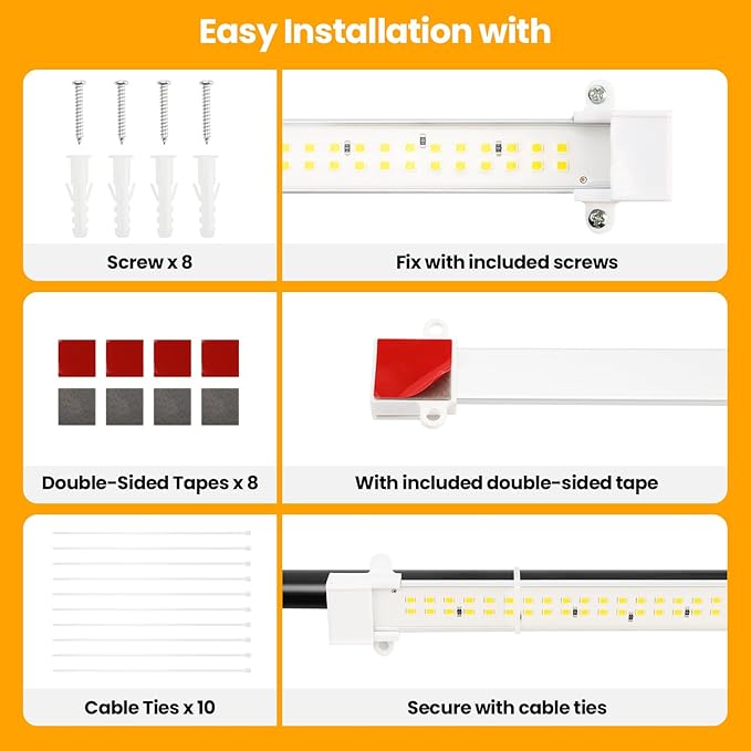 Mosthink Grow Lights for Indoor Plants, 6500K Full Spectrum Plant Lights for Indoor Growing, 16" LED Plant Grow Light Strips with 432 LEDs, 3/6/12H Auto Timer, 6-Level Dimmable, 4-Pack