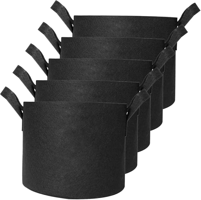 BESPORTBLE 5pcs Non-Woven Planting Bags Breathable Nursery Pouches for Vegetables and Flowers Reusable Garden Grow Bags Excellent Airflow for Balconies and Yards