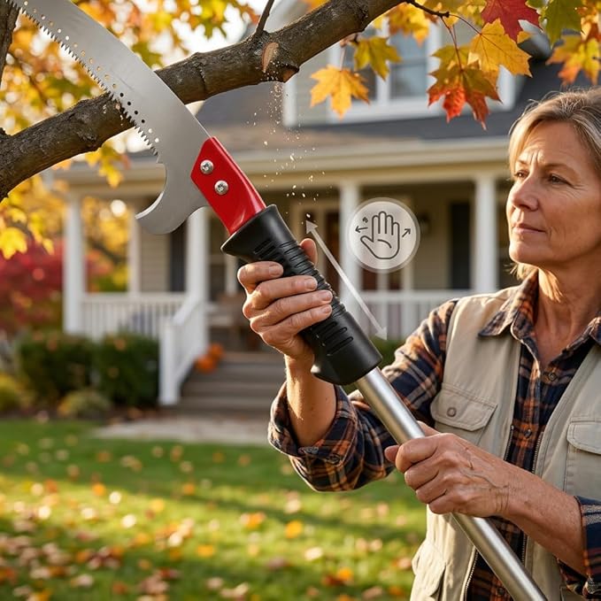 RISETEX Pole Saws for Tree Trimming 11.8 FT, Manual Pruning Saw with Manganese Steel Blade, Long Reach Branch Cutter Pole Pruner, Lightweight Tree Trimmer for Yard Garden Forestry