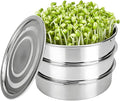 AKAZA 9" Stackable Stainless Steel Seed Sprouting Kit, 3-Tier Mesh Sprouting Tray,1 Base and 1 Cover Lid, Microgreens Propagator for Beans Peas Broccoli Wheat Grass (Clear)