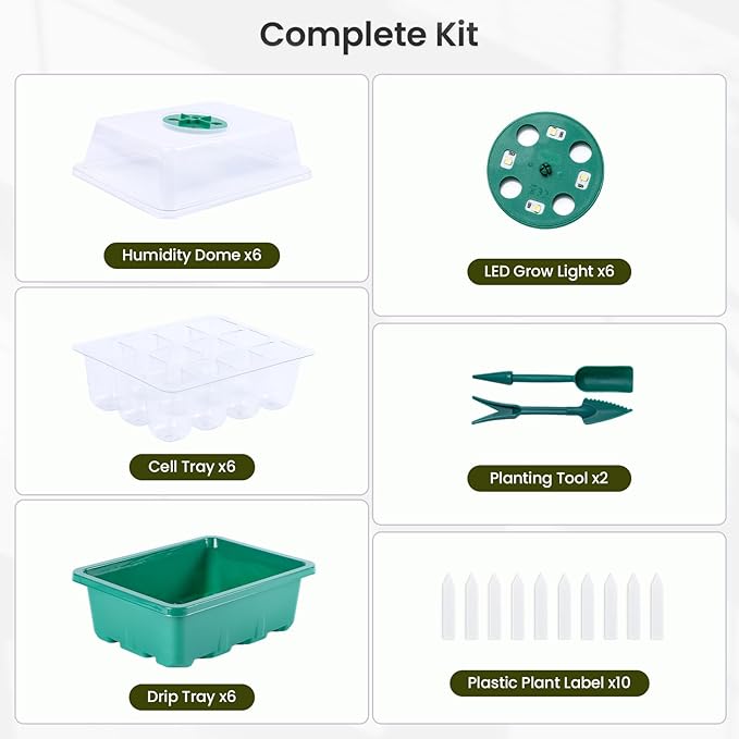 Seed Starting Kit with LED Grow Light, Smart Controller, Full Spectrum Plant Growing System with Timer