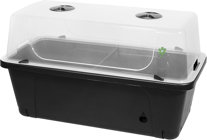 Garden Elements Black Elevated Raised Garden Bed, 29.5" x 15" - Self-Watering Planter Box with Ventilated Grow Dome for Indoor/Outdoor Vegetables, Herbs & Seed Starting