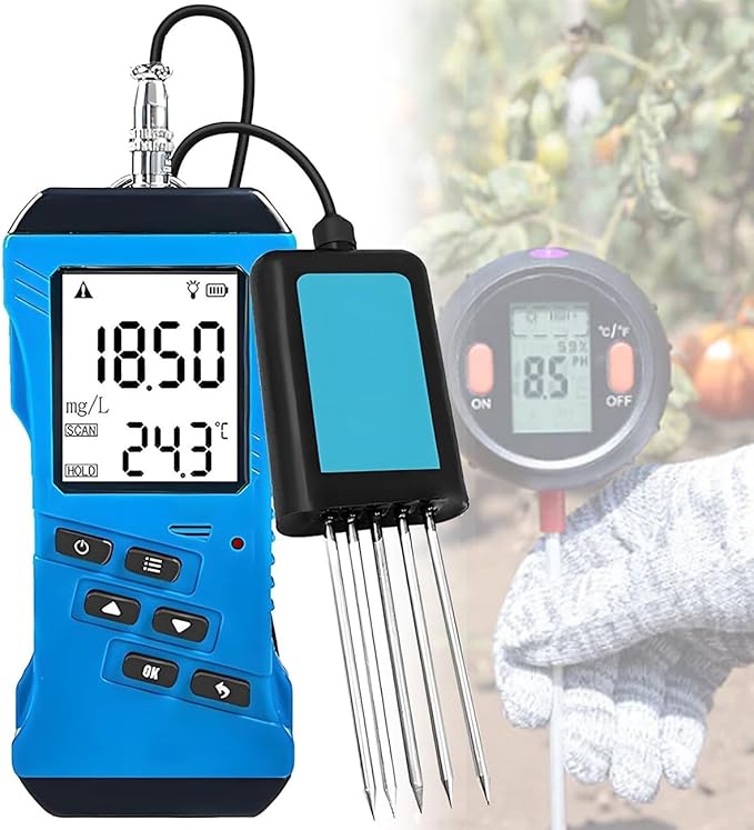 Portable Dissolved Oxygen and NPK Tester, Backlit LCD Soil Test Kit for Garden, Lawn, Farm, Indoor and Outdoor Plants