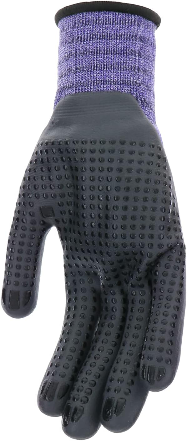 Mud Grip Women's Nylon Seamless Knit Shell Water Resistant Dotted Nitrile Palm Gardening Gloves
