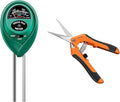 VIVOSUN 3-in-1 Soil Tester and 6.5 Inch Gardening Scissors Hand Pruner Pruning Shear with Straight Stainless Steel for Home, Garden, Lawn, Farm, Indoor and Outdoor Use
