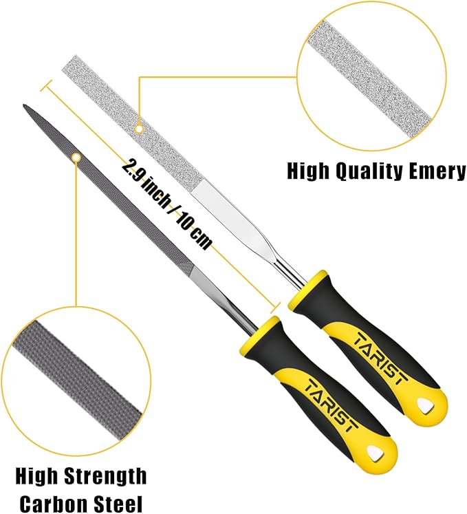 TARIST 12PCS Needle File Set with Tool Bag, Small File Set Includes 6pcs Jewlers Files & 6 Steel Files for Metal, Jewlers, Wood, Leather and Plastic