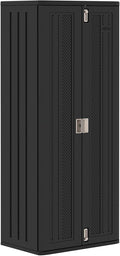 Suncast Tall Storage Cabinet, Black Resin Outdoor & Garage Storage Cabinet with Doors & Shelves, Plastic, Weather-Resistant, Lockable, Freestanding Utility Closet for Tools & Supplies, Made in USA