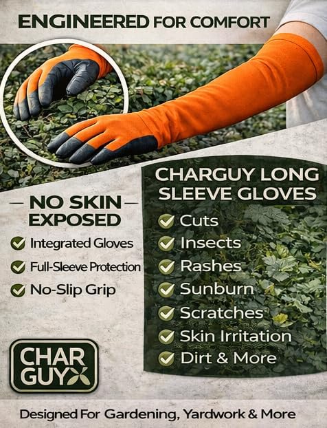 Long Sleeve Gardening Gloves Protection Sleeves No-Slip Grip, Durable Long Garden Gloves Flexible Sleeves, Women/Men
