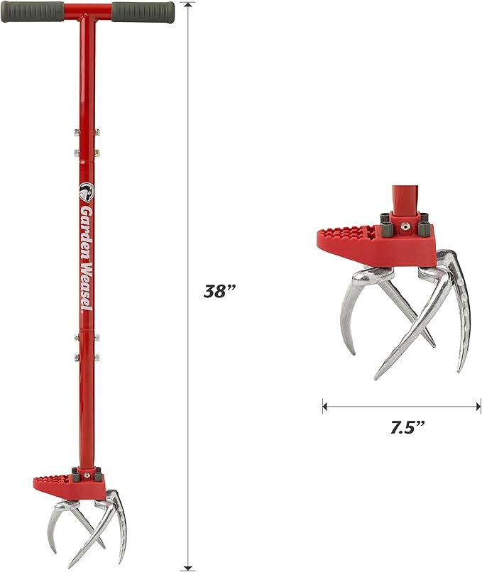 Garden Weasel Claw Pro Garden Tiller and Cultivator Tool – Twist-Action Soil Loosener with Adjustable Carbon Steel Tines, Ergonomic Handle, and Footplate Latest Model 91334-3