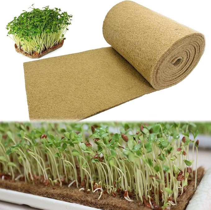 1 Roll 10" x 180" Microgreens Growing Trays Jute Mat Kits, Hydroponic Planting Mat & Seed Germination Pad for Wheatgrass, Bean Sprouts, Hydroponic Seed Growing | Works with Growing Trays
