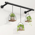 Window Plant Hanger Indoor, 48 Inch Heavy Duty Plant Hanging Rod, 1 Inch Metal Hanging Plant Holder for Window Wall, Matte Black Round Flange Base, Pot Not Included