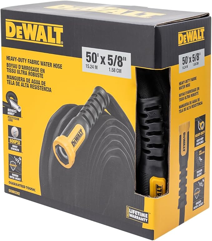 DEWALT 50 ft x 5/8 in Heavy-Duty Professional Grade Fabric Garden Hose - DXMH3302