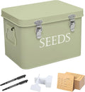 Seed Storage Box, Professional All-in-one Kit with 2 Pens, 20 Plant Labels and 50 Seed Envelopes, Metal Storage Organizer, Saving Box, Seed Packet Container, Green