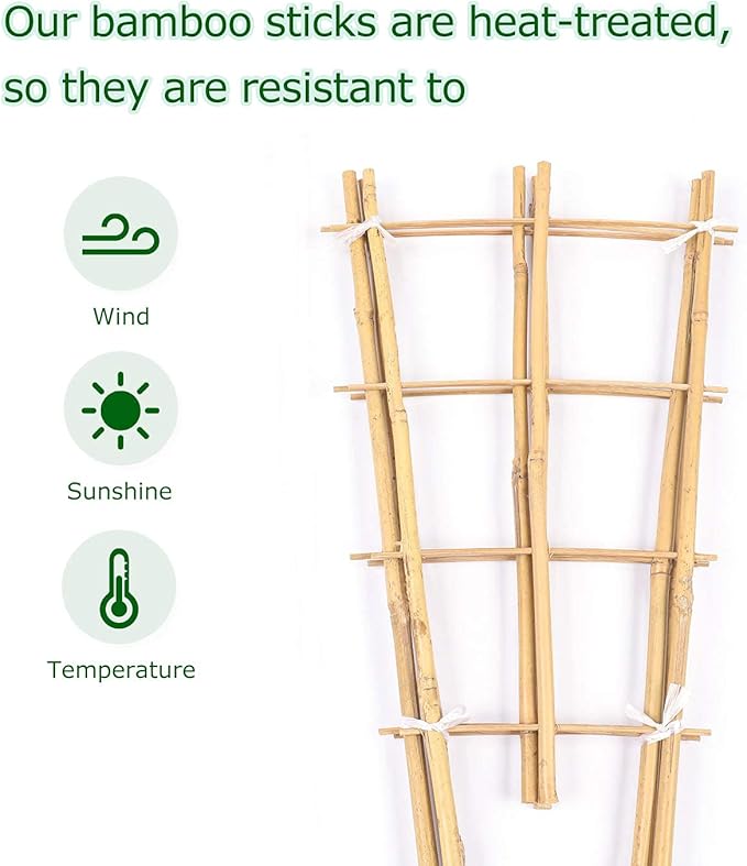 Trellis for Climbing Plants Indoor Outdoor, Natural Bamboo Trellis 24 Inch, 3 Pack Garden Trellis for Potted Plants, Ivy, Monstera, Houseplants